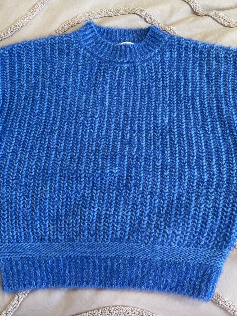 bohme Electric Blue Chunky Cowl-Neck Sweater